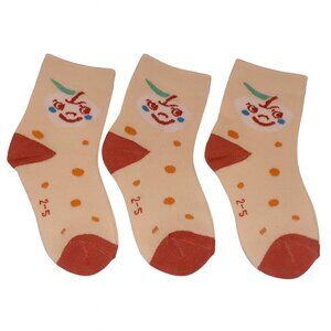 Kids 3-Pack Apple Face Socks • Size 2–5 • Cute Print • NWOT